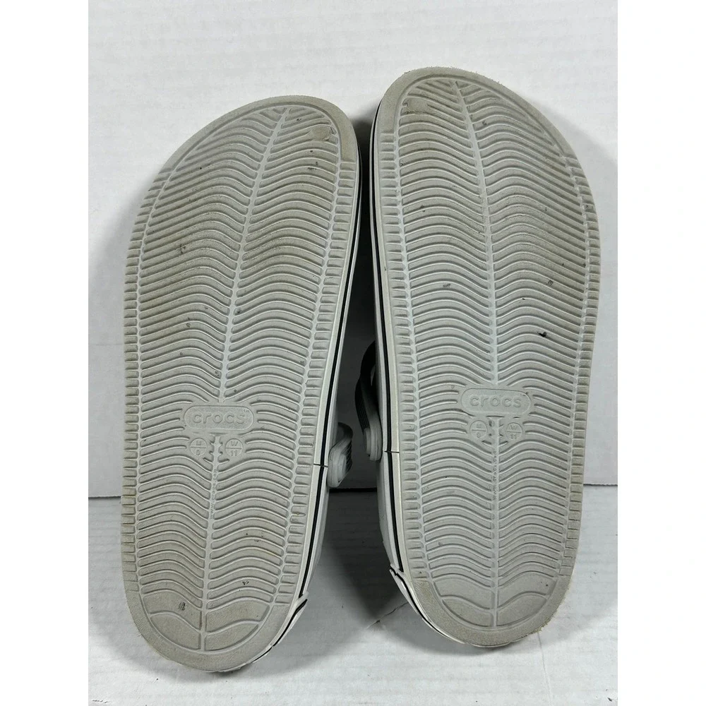 Crocs Crocband Logo Mania Clogs Light Grey Mens 9 Womens 11 Platform Sandals
